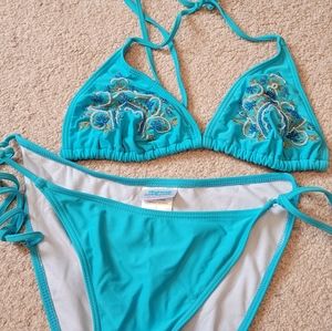 Turquoise beaded bikini